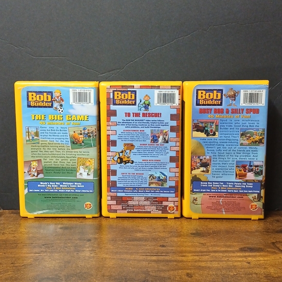 Bob The Builder Lot of 3 VHS Tapes, Yellow Cases, Big Game, Silly Spud, Rescue - Picture 3 of 3